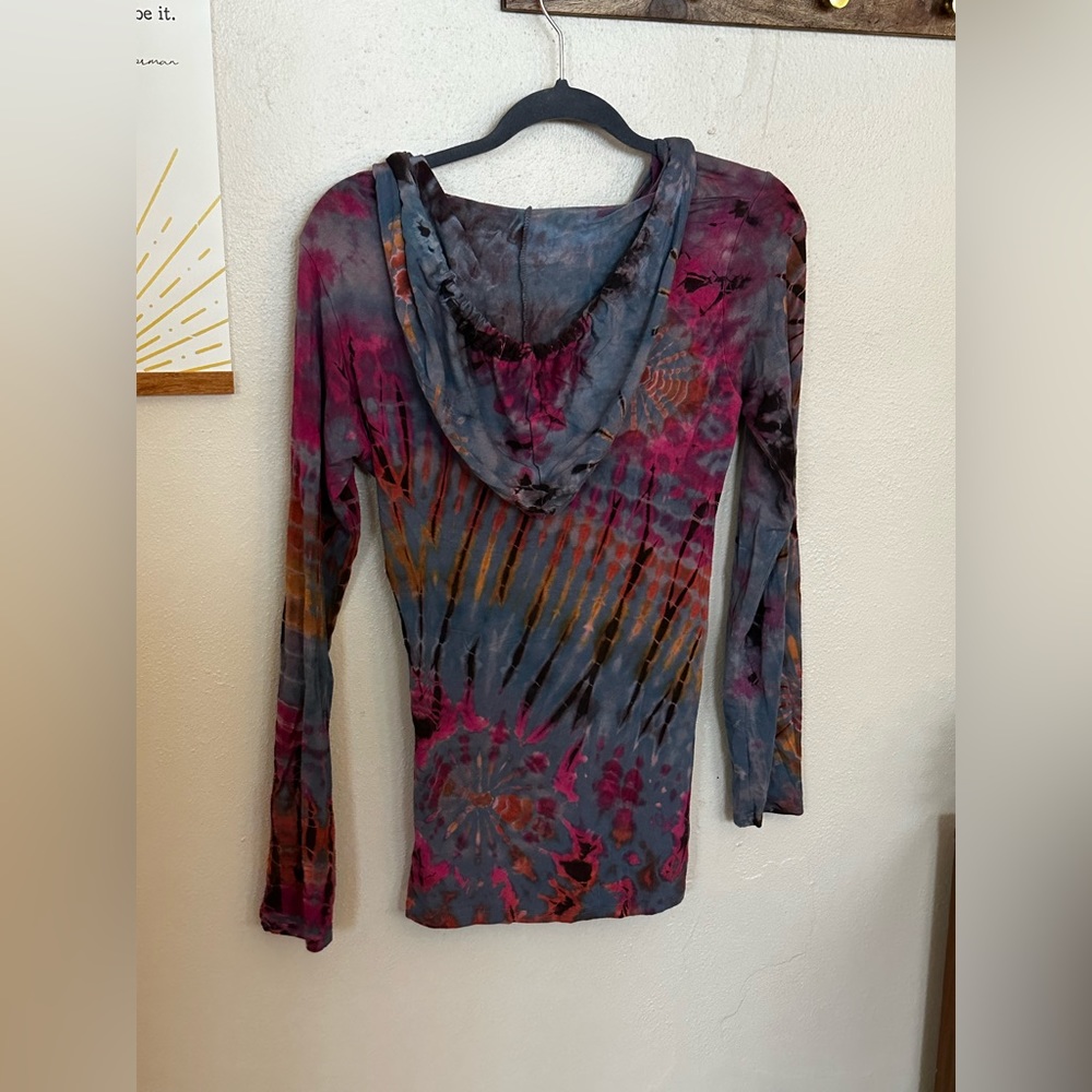 Hippie Tie Dye Hooded Tunic - Picture 4 of 4